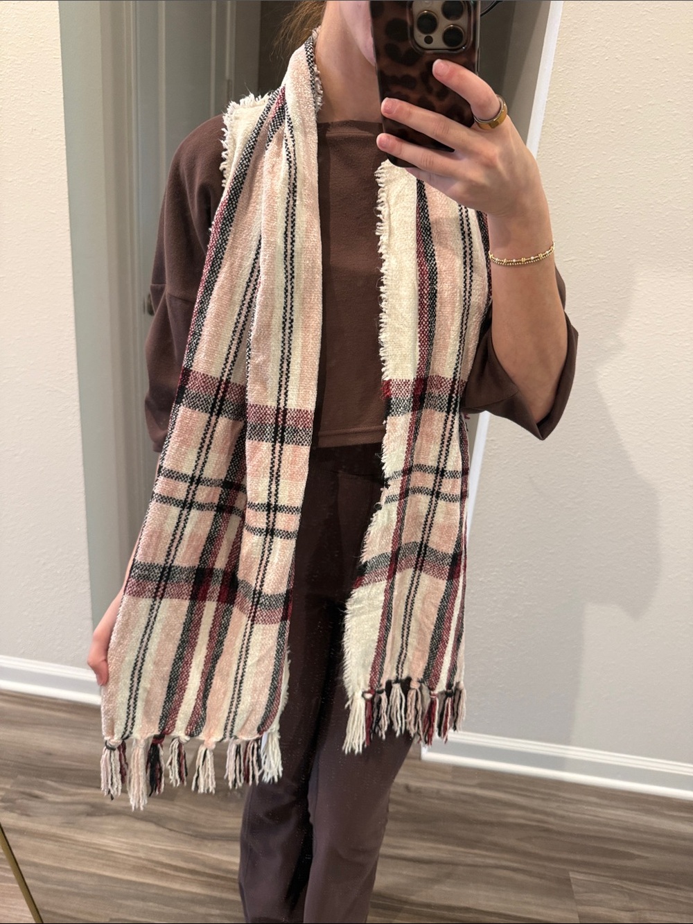 ✨NWT Style & Co. Cozy Plaid Fringe Tassel Scarf Blush, Cream, Black, & Burgundy